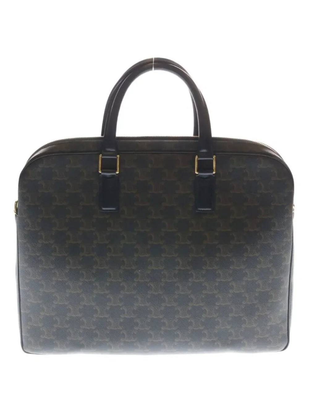 Celine Triomphe Leather Briefcase Business Brown